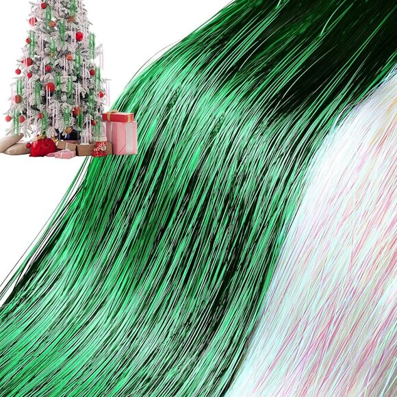 40000 Strands Tinsel Icicles 19.7 inch Christmas Tree Tinsel Décor - Green - Picture 1 of 7